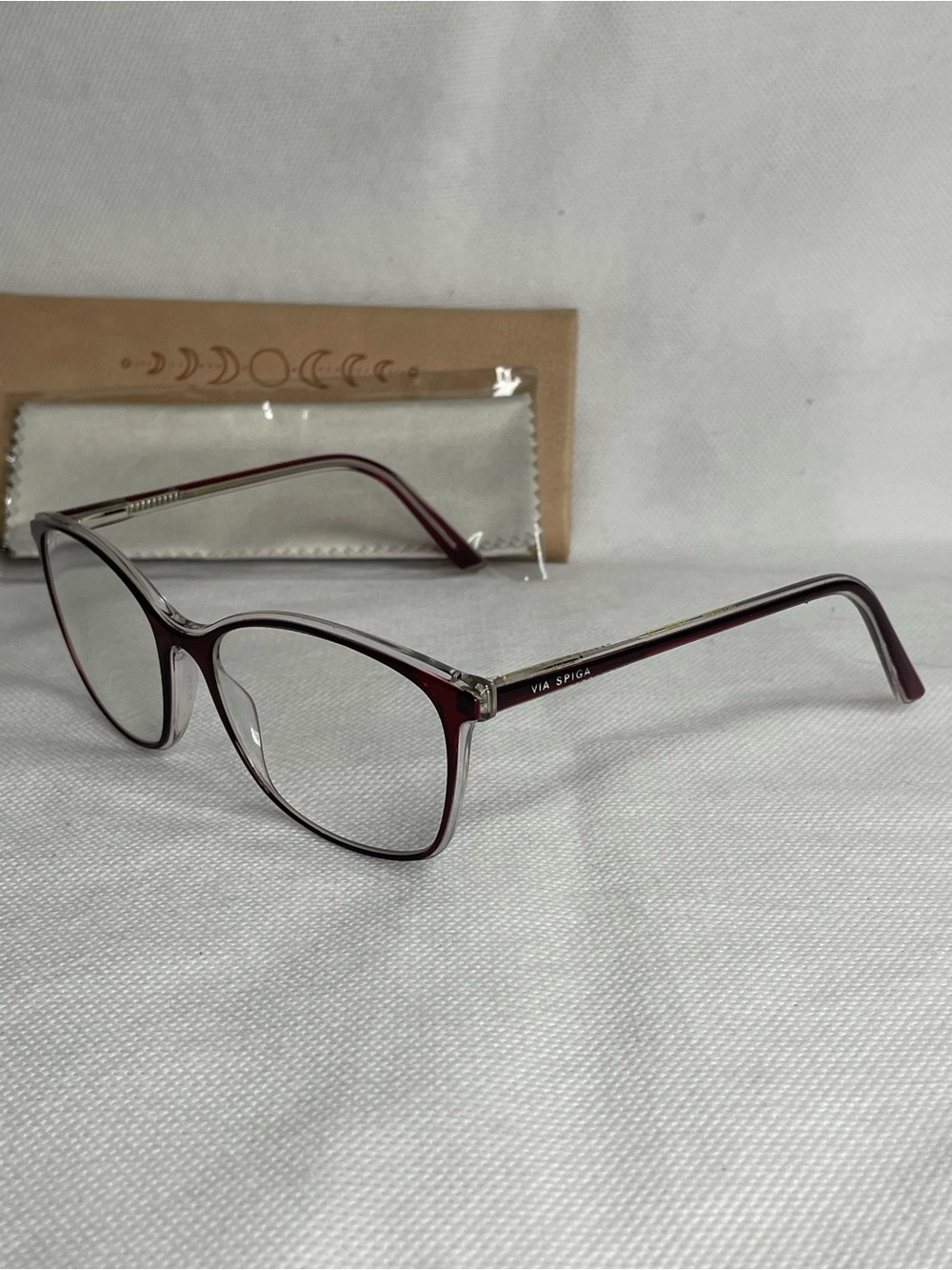 Via Spiga Zyloware Designer Eyeglasses Frames ONLY Clear Burgundy 135mm CHC2 910